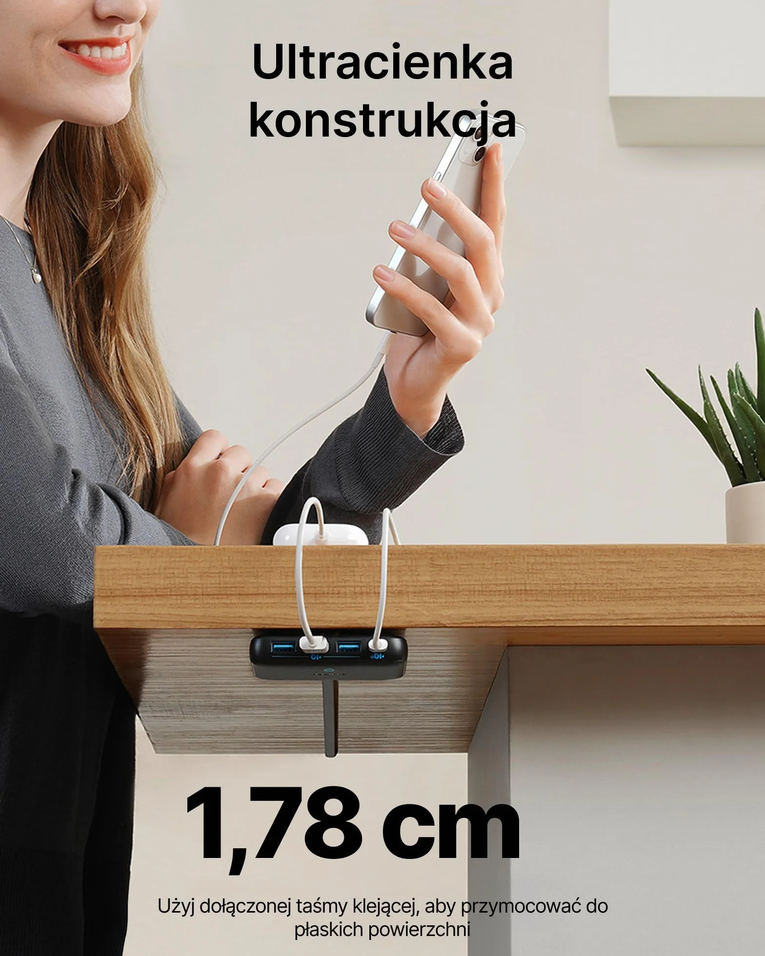 Ładowarka Anker, stacja ładująca 65 W z 4 portami, szybka ładowarka USB PIQ 3.0 i GaN, smukła ładowarka ścienna PowerPort Atom III – port USB C 45 W
