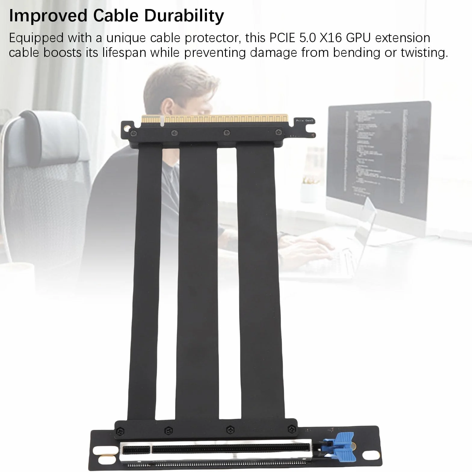 Kabel Pionowy PCIE 5.0 X16, 128 Gbps GPU Przedłużone Kabel Eremme Szybkie Pionowe Mocowanie GPU dla Kompilacji RTX 4090/3090/ITX, 90 Stopni Kąt Prostego ABB Konstrukcja PCB (Typ 1)