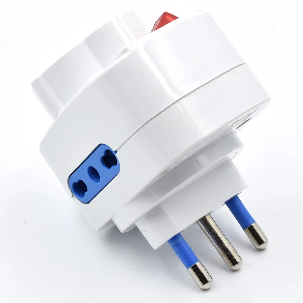 Zestaw 2 Potrójny adapter do wielu gniazd,z zabezpieczeniem przed przeciążeniem i wyłącznikiem ON/OFF,Adaptery Schuko do wtyczki 16A,Wtyczka obrotowa,Biały,2 Pakiet