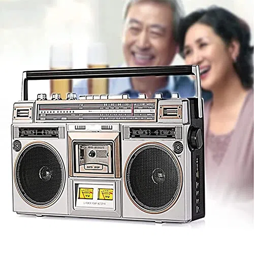 Boombox Bluetooth z płytą CD, odtwarzaczem taśmowym, radiem FM/DAB+, nagrywaniem USB, idealny dla miłośników muzyki nostalgicznej i spotkań rodzinnych