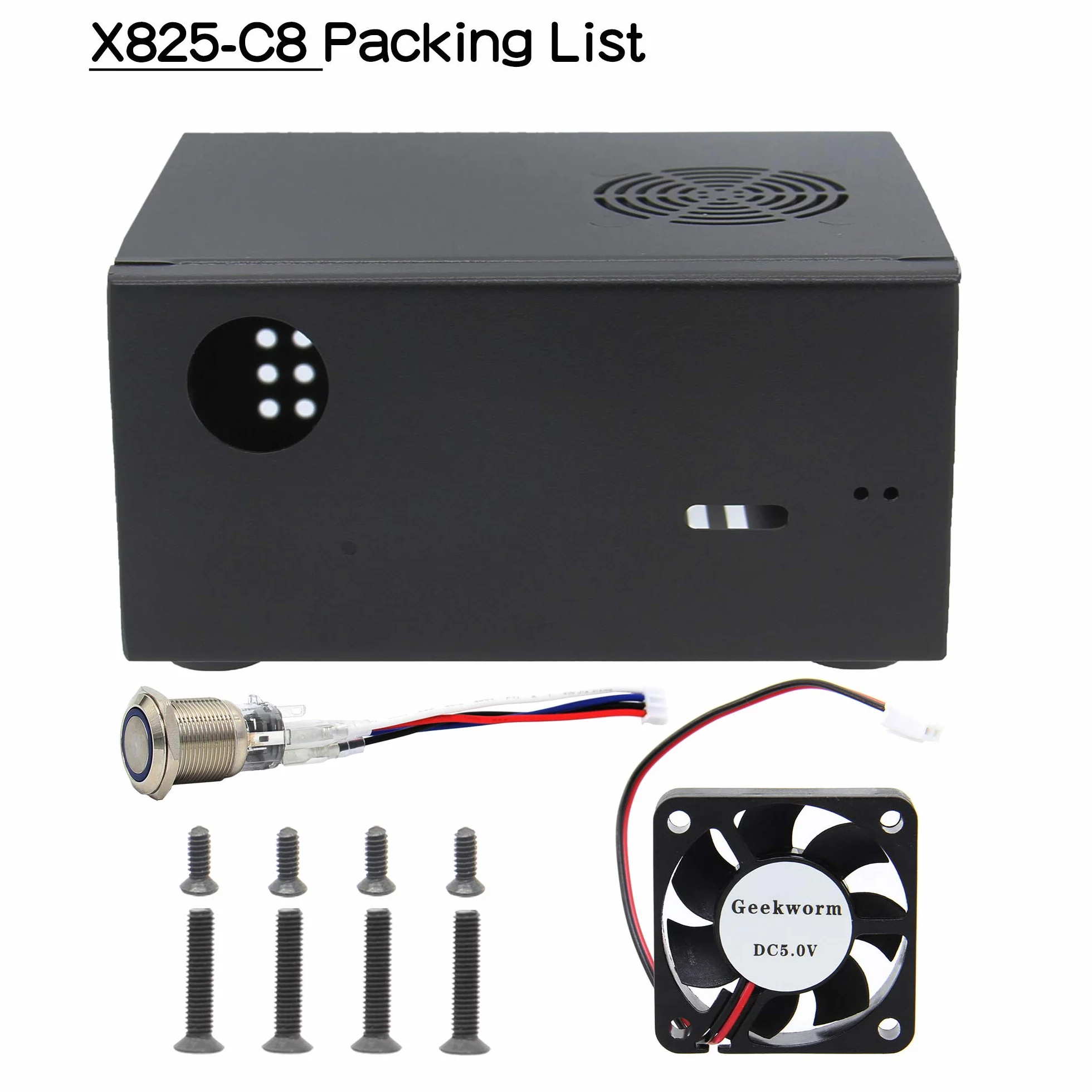 Geekworm X825-C8 Case, Only Support X825 V2.0 2.5 Inch SATA SSD/HDD Shield & Raspberry Pi 4 & X735 (Raspberry Pi / X825 / X735 Not Included)