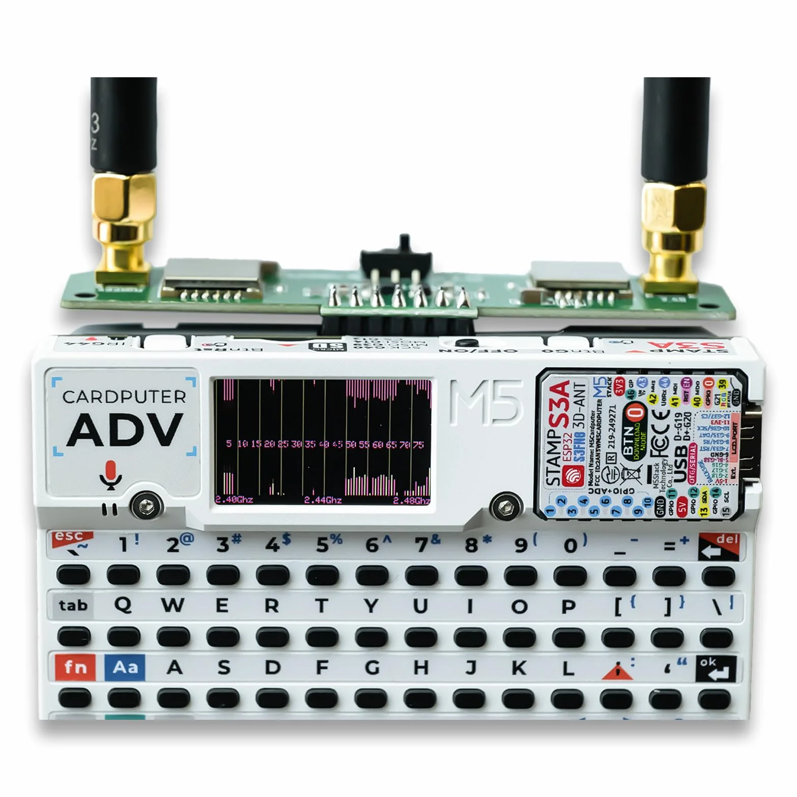 Płyta rozwojowa RF 2 w 1 do M5Stack Cardputer ADV, kompatybilna z NRF24 i CC1101, ulepszone filtrowanie mocy, stabilny moduł edukacyjny 2,4 GHz i 433 MHz (Cardputer nie jest dołączony)