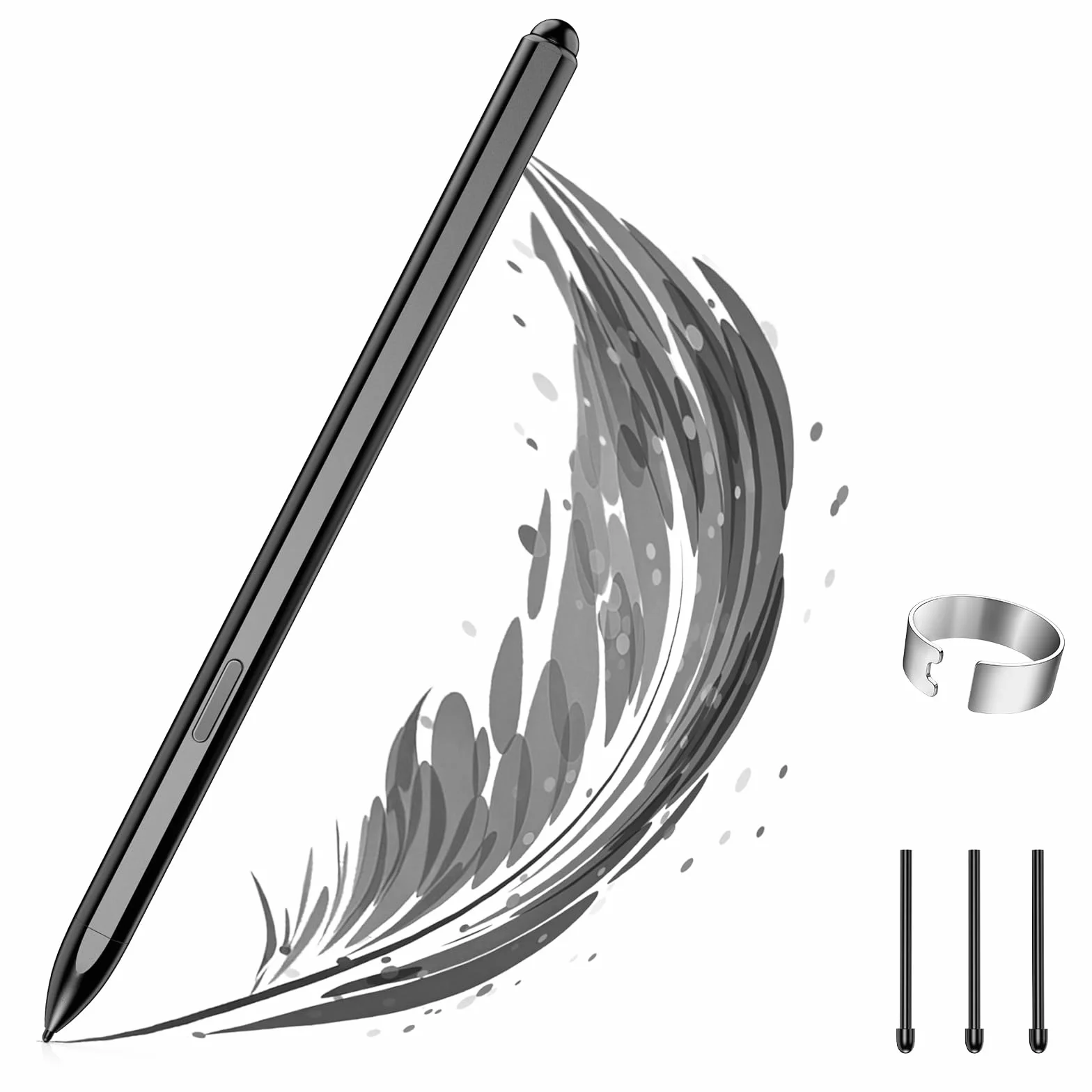 TiMOVO Magnetic EMR Stylus Pen compatible with Remarkable 2, 4096 Pressure Levels, No Charging, Digital Eraser, Palm Rejection, Tilt Support, 3 Replacement Tips, Black