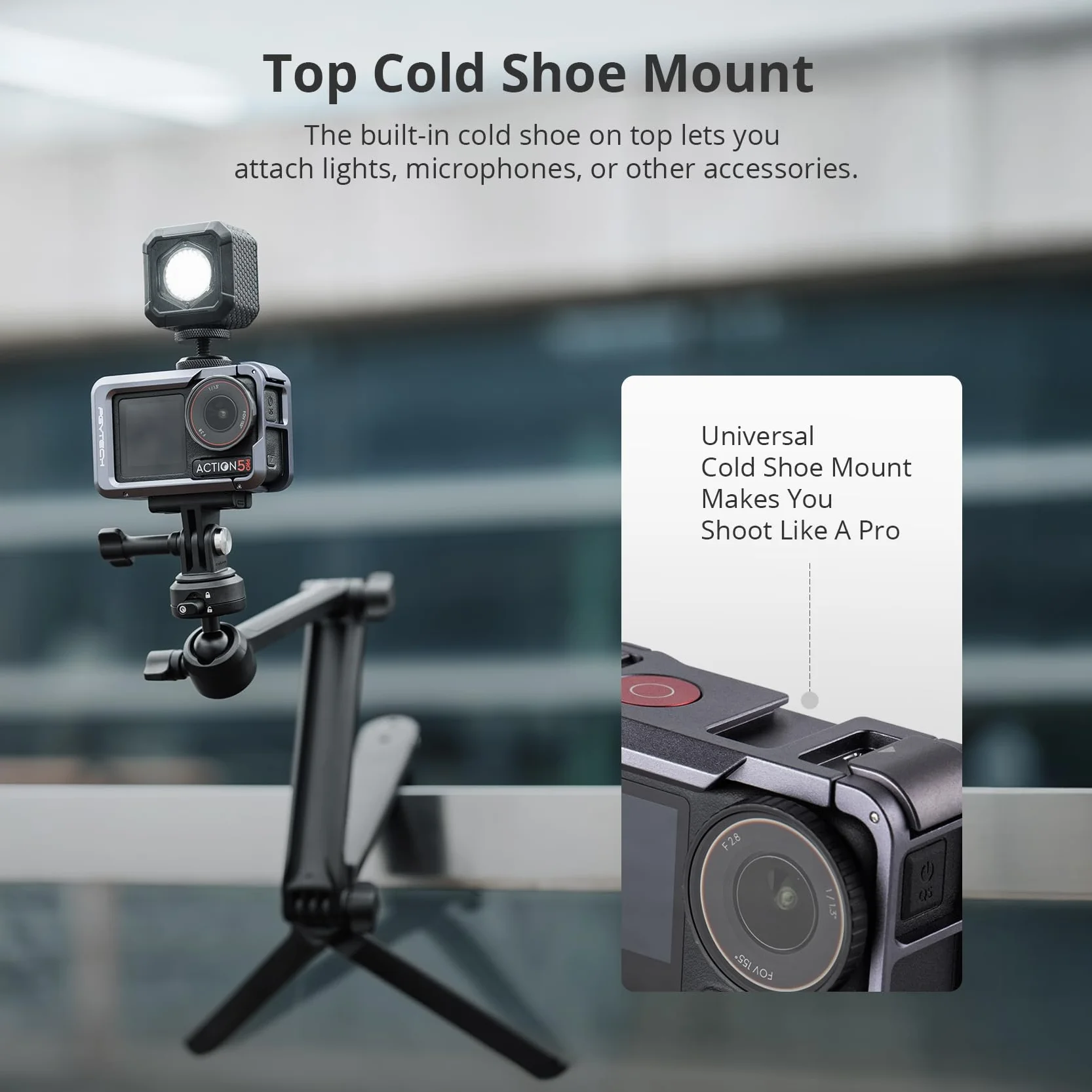 PGYTECH Klatka na kamerę do DJI OSMO Action 5 Pro obudowa ze stopu aluminium, ramka ochronna z magnetycznym złączem szybkiego zwalniania, otwór gwintowany 1/10.2 cm, zimna stopka do światła/akcesoriów