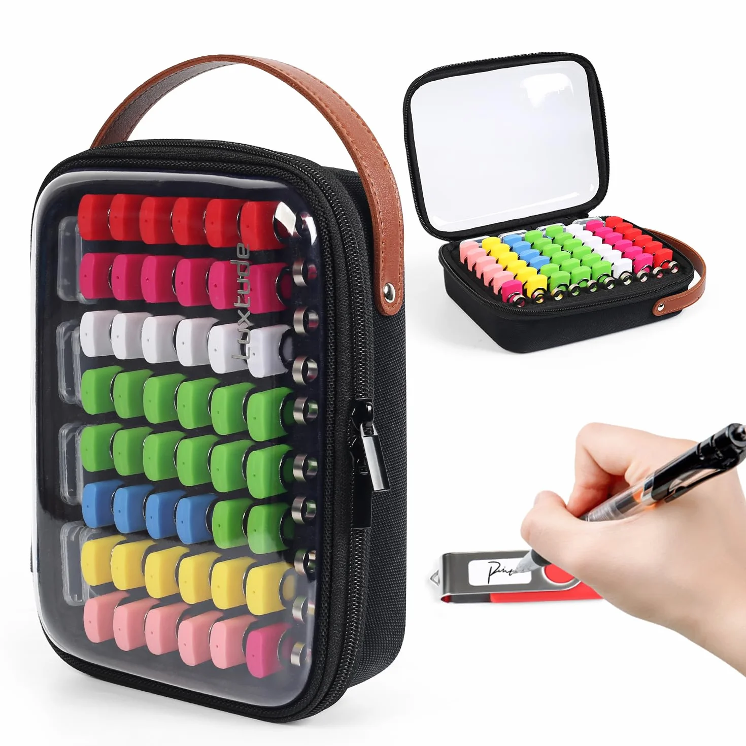 Luxtude Przezroczyste etui na pendrive USB twarde pudełko do przechowywania 58 dysków 8 kart SD