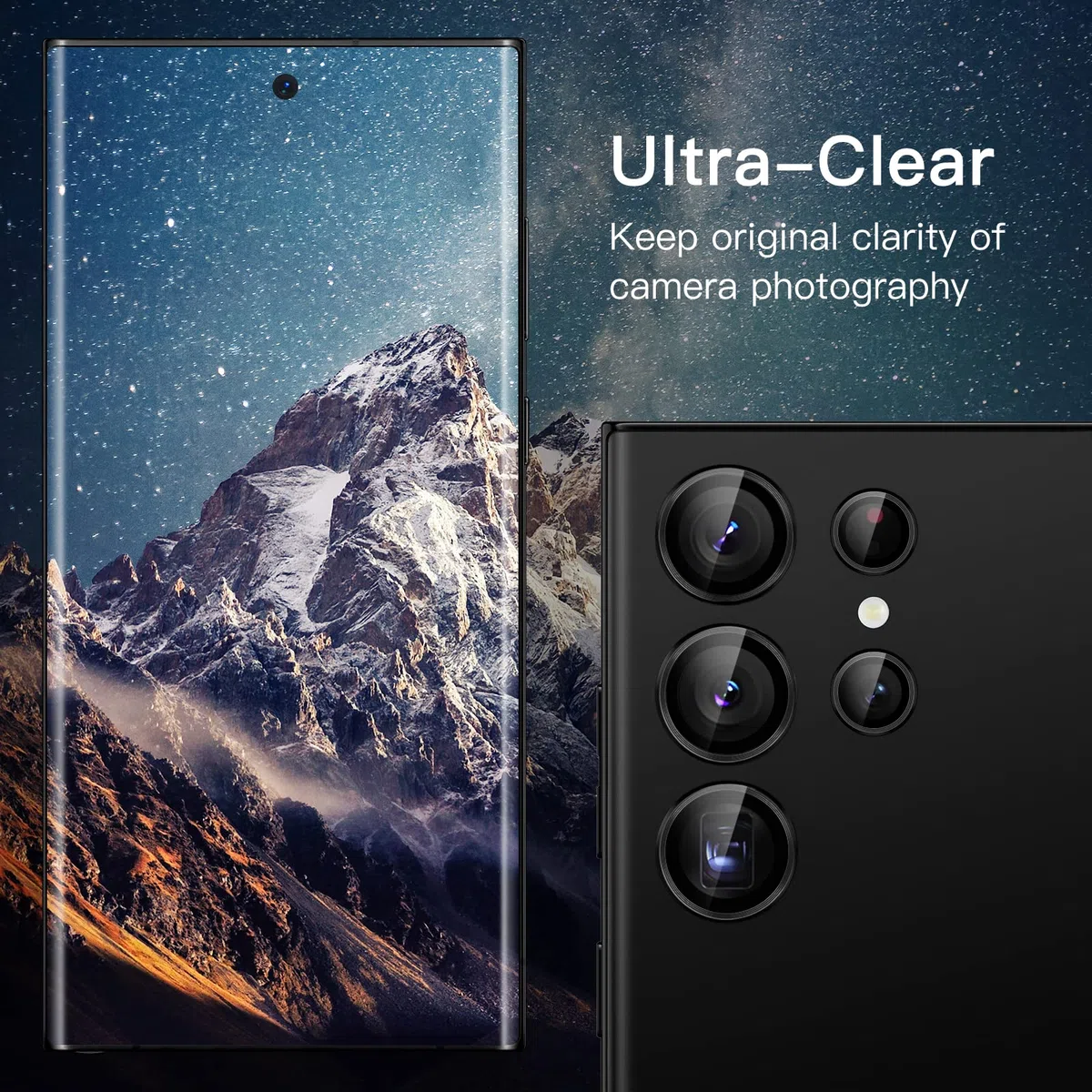 JETech Ochraniacz Obiektywu Aparatu dla Galaxy S23 Ultra, Czarny, 1 Zestaw | Szkło Hartowane 9H, Metalowe Osłony Pierścieniowe, Łatwa Taca Instalacyjna, Przejrzystość HD