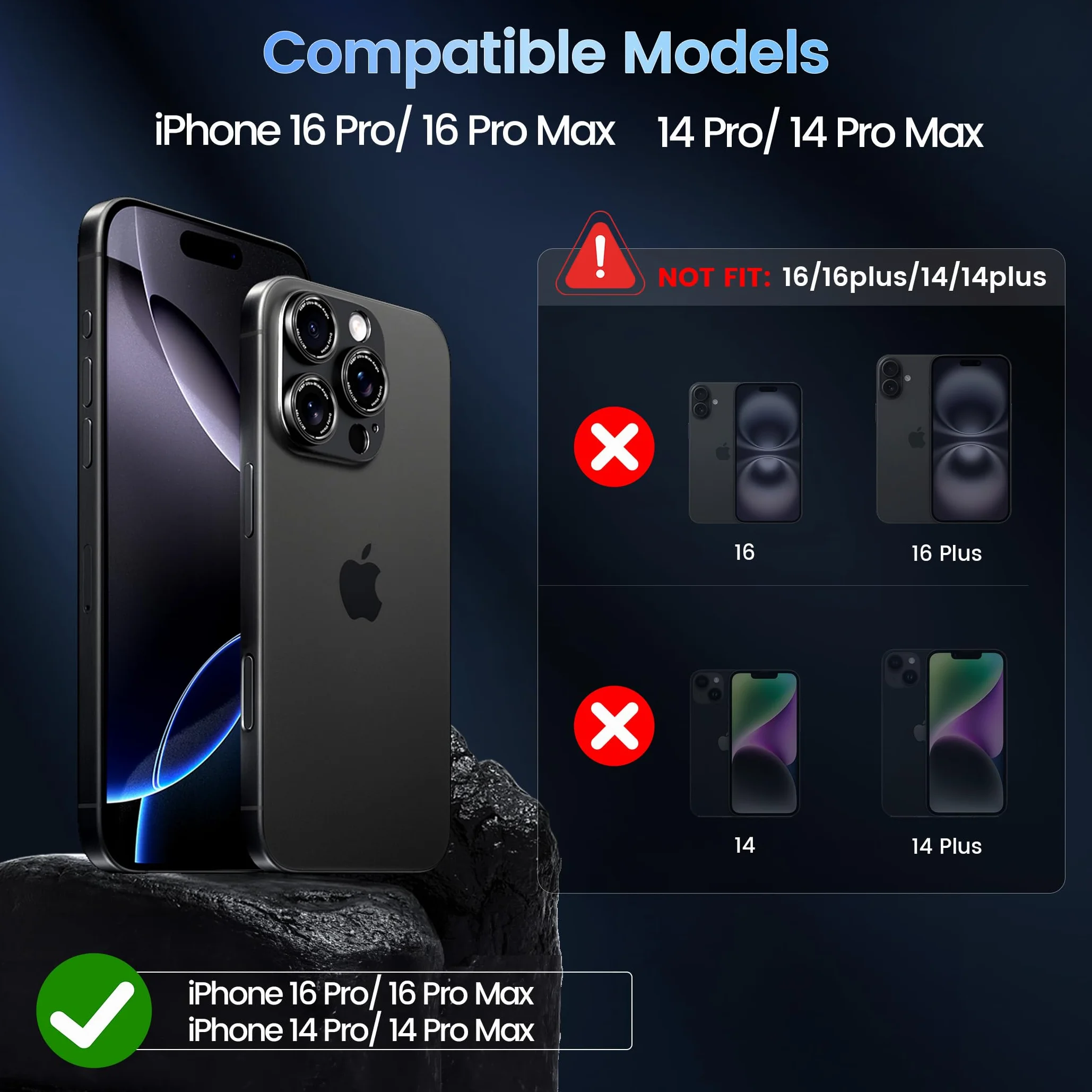 CACOE Osłona obiektywu aparatu iPhone 14 Pro/14 Pro Max/16 Pro/16 Pro Max - metalowa ramka osłona ze szkła hartowanego, [odporna na zarysowania] [odporna na upadki] [mocna przyczepność] osłona ekranu