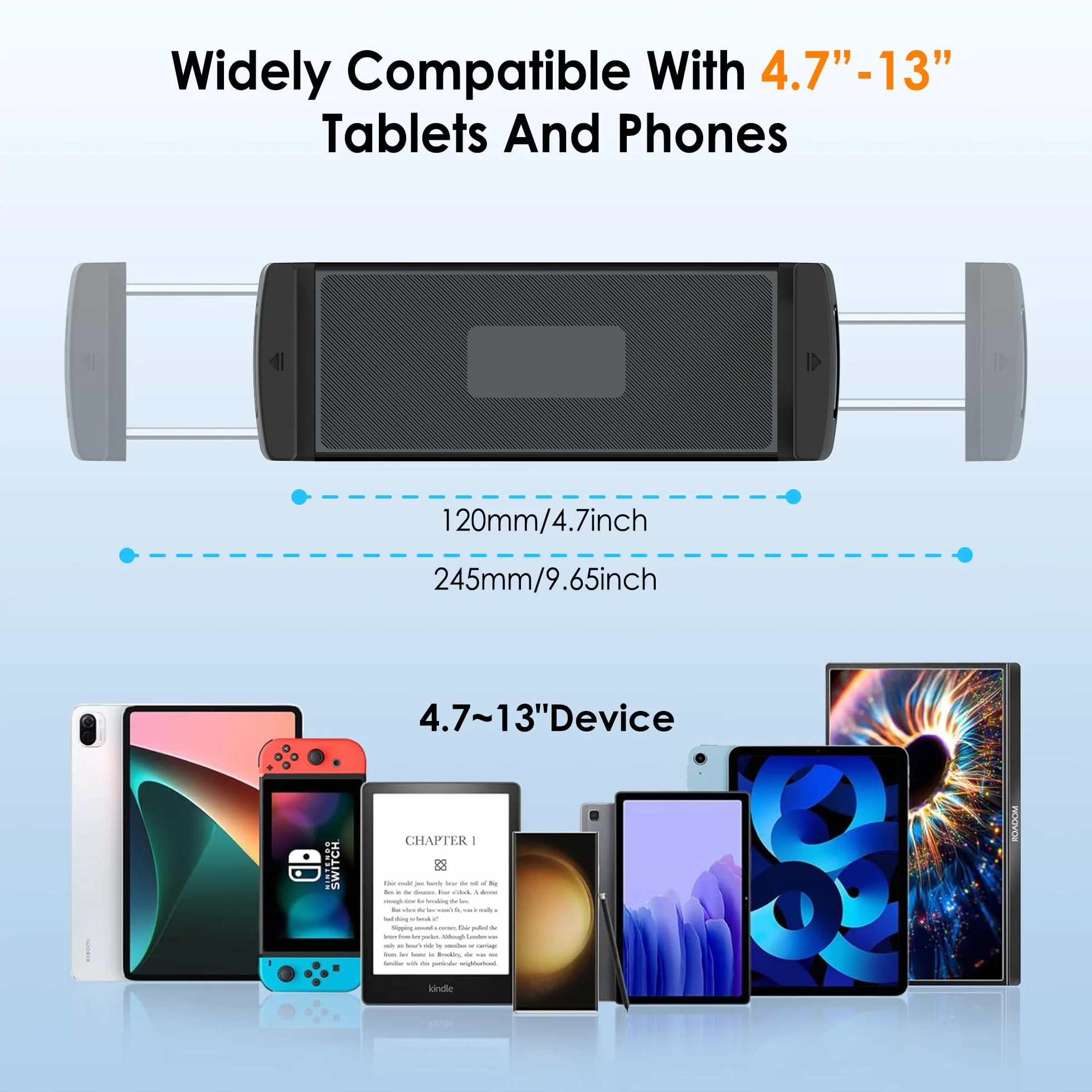 Uchwyt na tablet do roweru spinningowego, aluminiowy zacisk do montażu na tablecie stacjonarnym na bieżni rowerowej, wózek wewnętrzny peleton eliptyczny, kompatybilny z tabletem 10.2-33.0 cm iPad Pro
