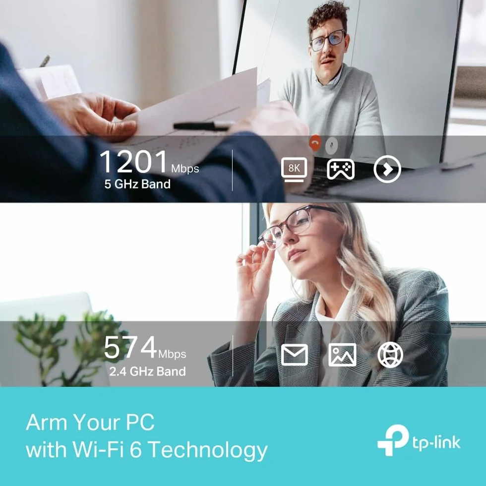 TP-Link Archer TX35U Plus WLAN Stick do PC, Wi-Fi 6 AX1800 Dual Band Adapter, USB 3.0, MU-MIMO, anteny o wysokim wzmocnieniu, szyfrowanie WPA3, kompatybilny z Windows 11/10
