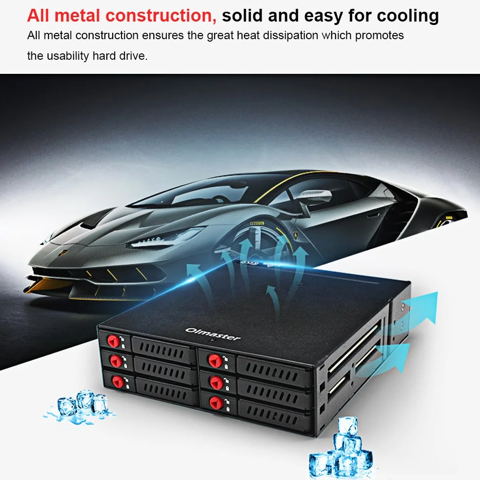 ZJchao 6 Bays Mobile Backplane Support 2.5 '' HDD SSD z Wentylatorem Chłodzącym na PC Drive Bay