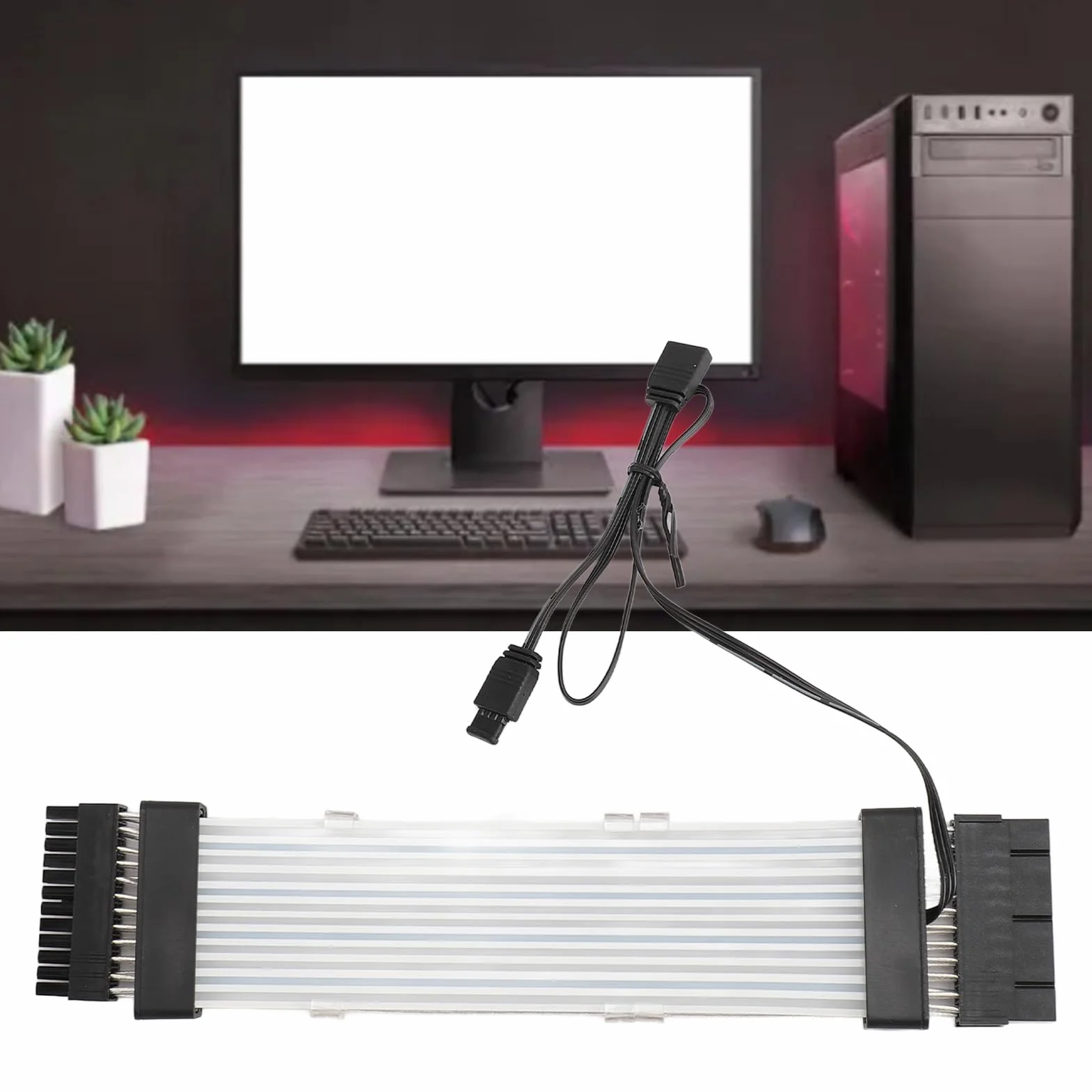 Kabel Przedłużający Zasilacza RGB ATX ARGB 24-pin 18AWG 5V 9,5 Cala