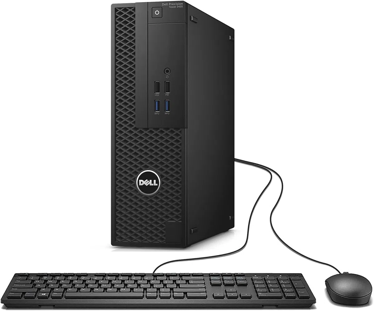 Dell Precision 3420 SFF komputer stacjonarny, Intel Xeon E3-1240 V5, 8 GB RAM, 256 GB SSD, WiFi, Bluetooth, klawiatura US QWERTY, Windows 11 Pro (odnowiony)