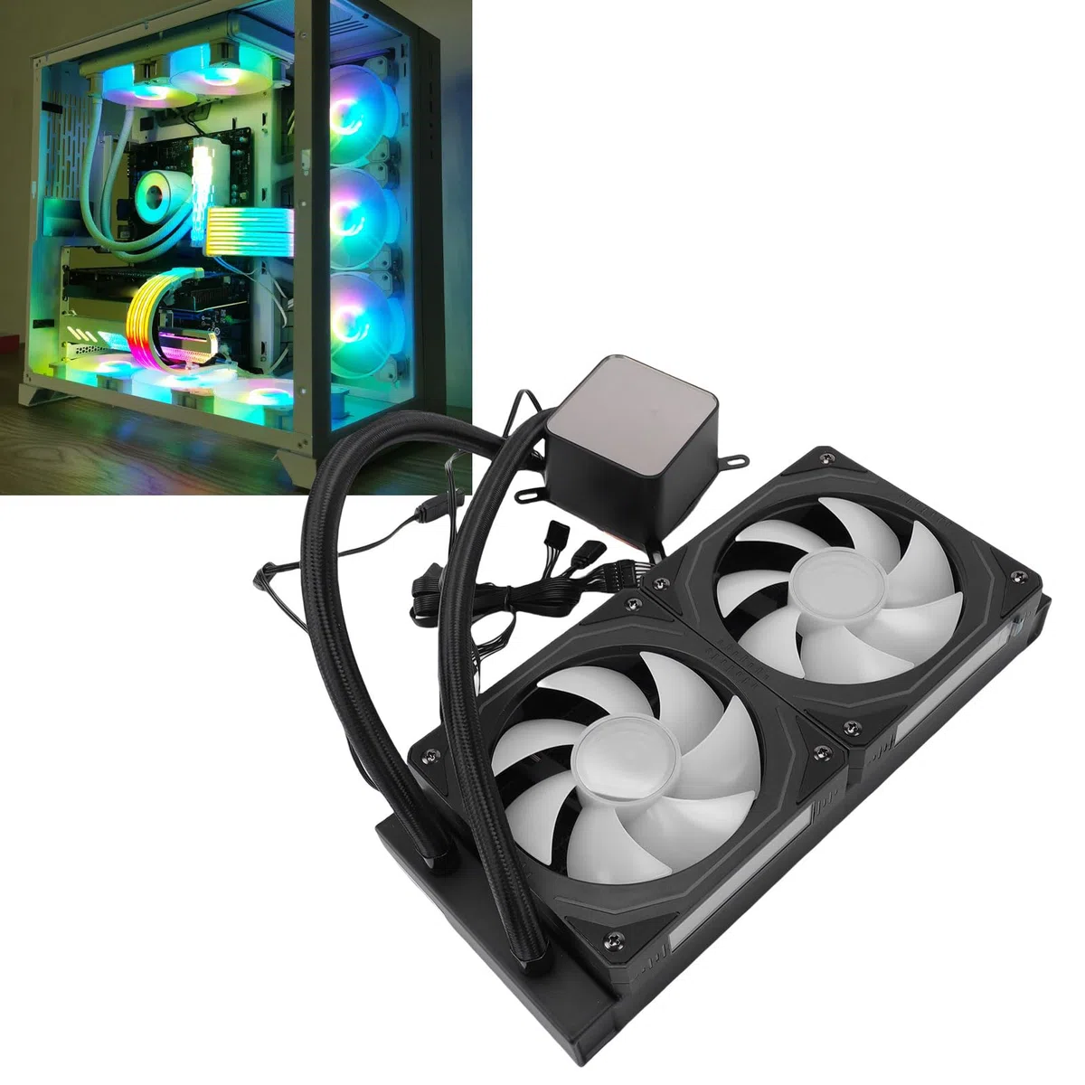 Generic Płynna Chłodnica Procesora RGB Zaawansowana Technologia Uszczelniania dla LGA 1700 2011 2066 Płynna Chłodnica Procesora ARGB Pasuje do Gniazda AM4 AM5 PC Wodna dla Entuzjastów Podkręcania