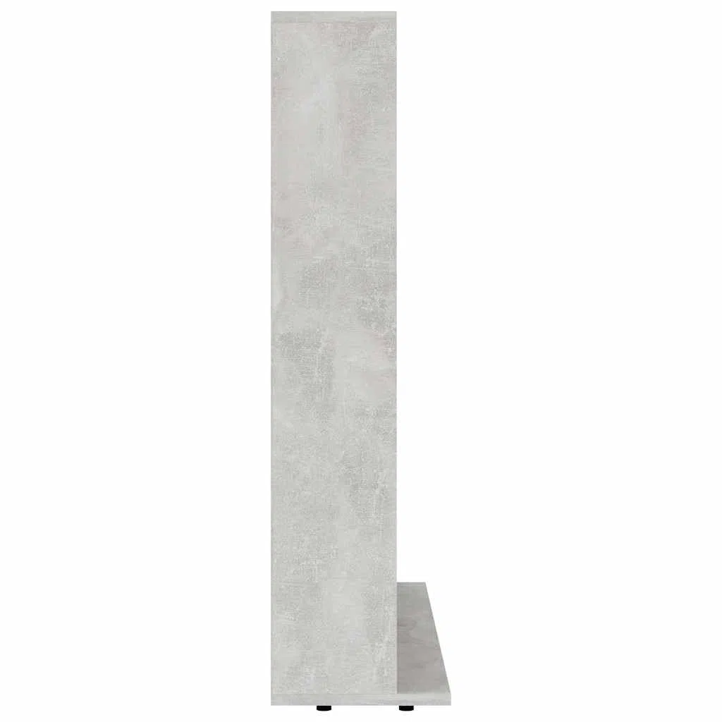 Beton szary regał na płyty CD, 100 x 23 x 89,5 cm, materiał drewnopochodny z 15 otwartymi przegródkami na muzykę, media, telewizor, salon, miejsce do przechowywania, zarządzanie kablami