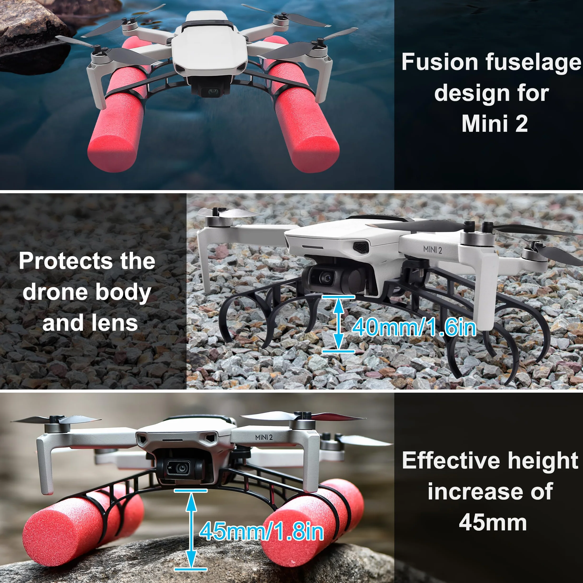 Podwozie wodne kompatybilne z DJI Mini 2 drony do podwozia do Mavic Mini Floating Black