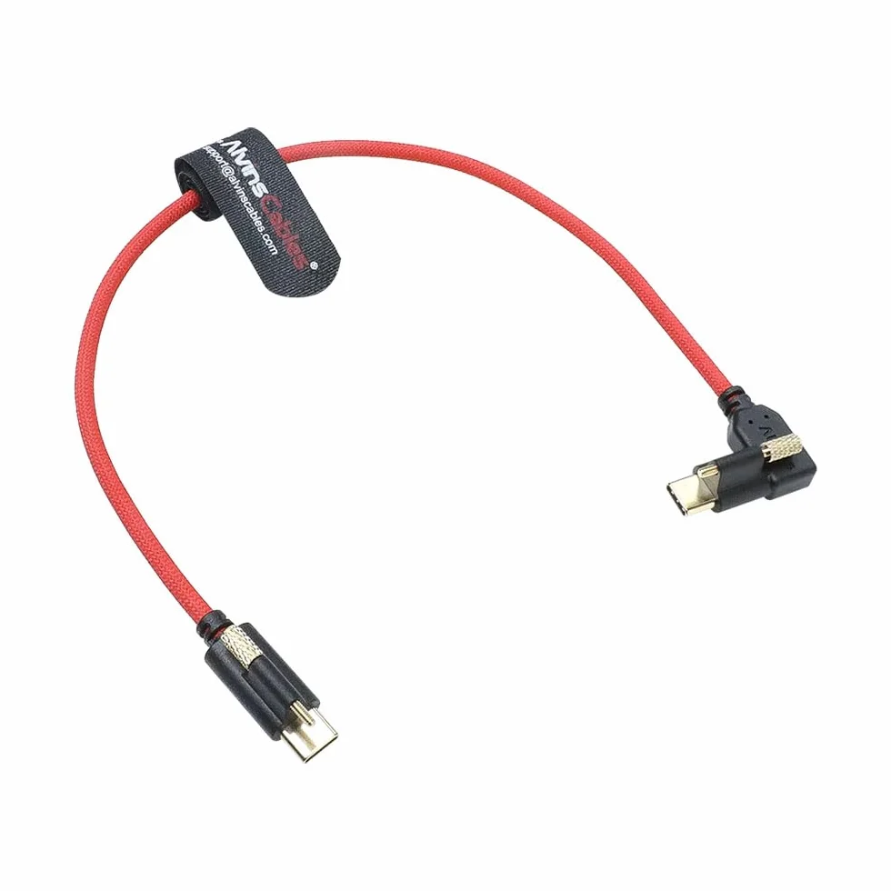 Alvin's Cables Ultra-elastyczny kabel blokujący USB-C Kabel do przesyłania danych do monitorów Pyxis Blackmagic, USB-C 3.2, 10 Gb/s, kabel do szybkiego ładowania do Micro Studio Blackmagic 4K G2, 12