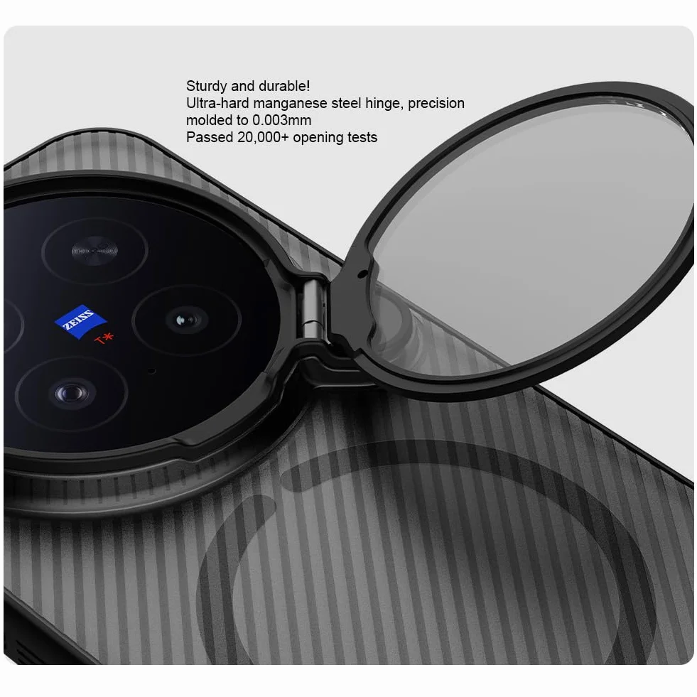 Etui do Vivo X300 Pro, ochrona obiektywu aparatu, składana podpórka, tylna obudowa TPU pasuje do MagSafe, narożniki, odporna na wstrząsy poduszka powietrzna (szary)