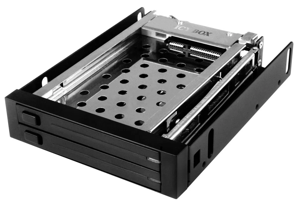 Icy Box IB-2226StS ramka wymienna do 2 x 2,5" (6,35 cm) SSD/HDD do 1 x 3,5" wnęki, HotSwap, aluminium/tworzywo sztuczne (czarna)