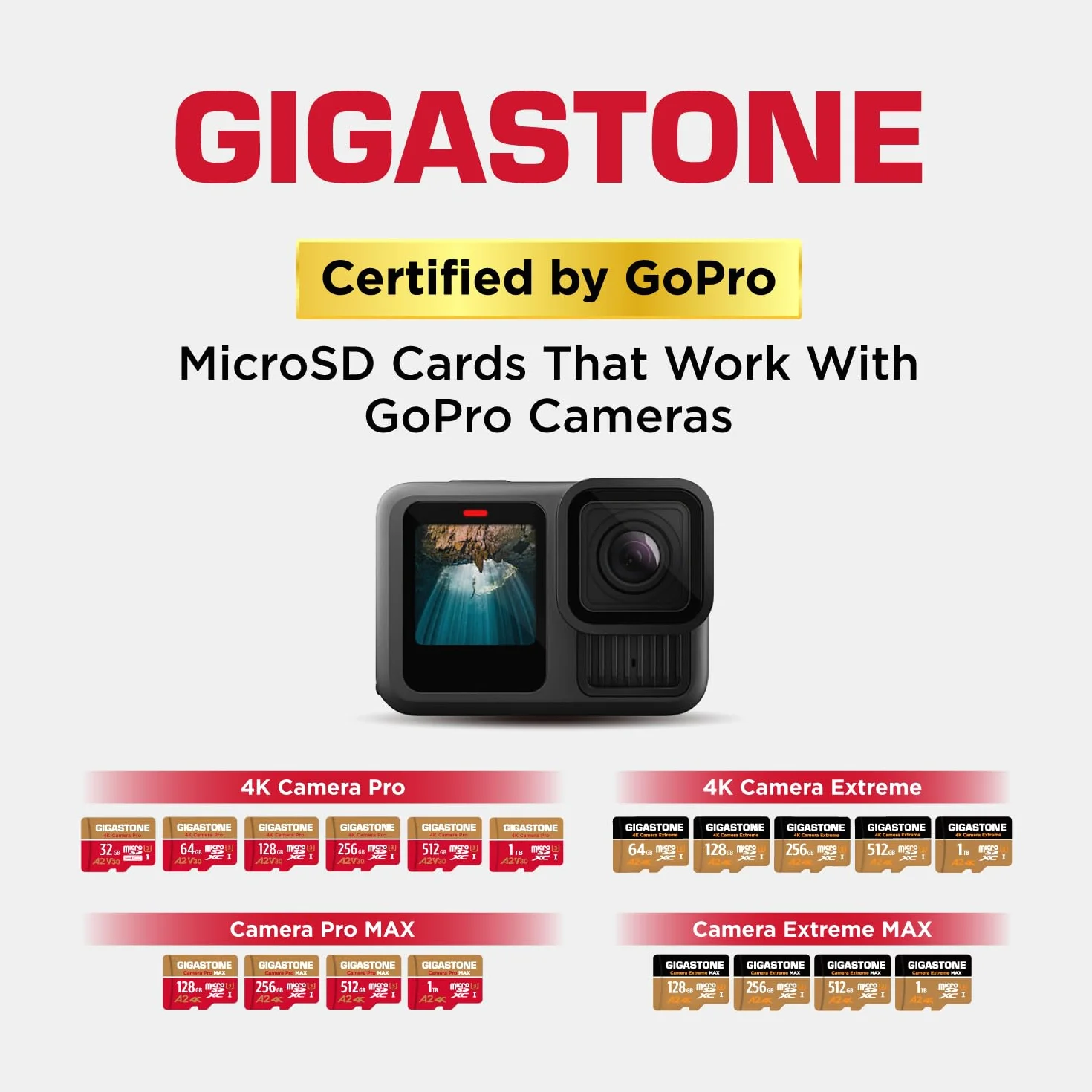 Gigastone Karta pamięci 64 GB Micro SDXC A2 U3 V30 95 MB/s 4K Pro Camera z adapterem SD