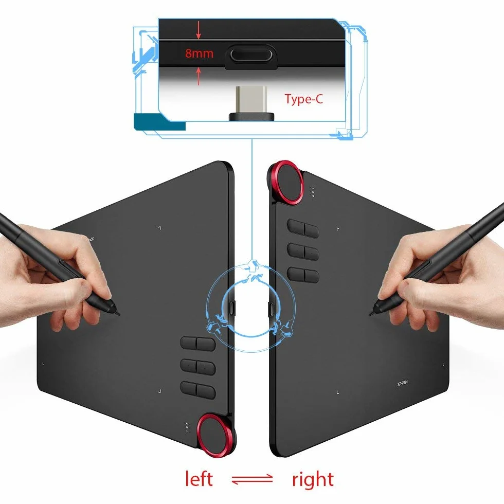 XP-Pen Deco 03 Graficzny Rysunek Tablet z pasywnym ołówkiem bez baterii i klawiszy dotykowych (poziomy ciśnienia 8192) Jest wyposażony w najnowsze oprogramowanie ArtRage Lite