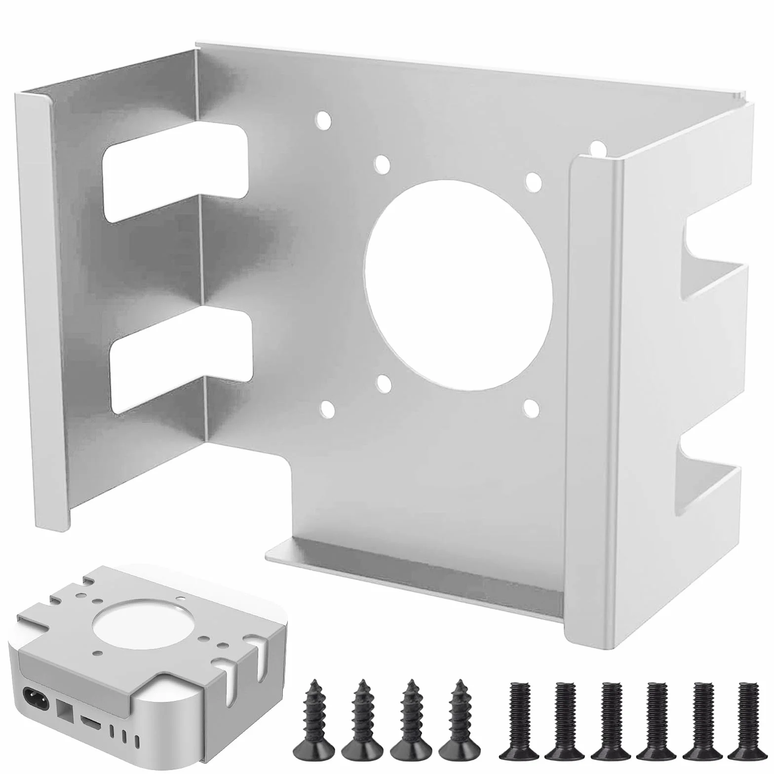 Mac Mini M4 2024 uchwyt VESA - metalowy uchwyt ścienny pod stół, srebrny