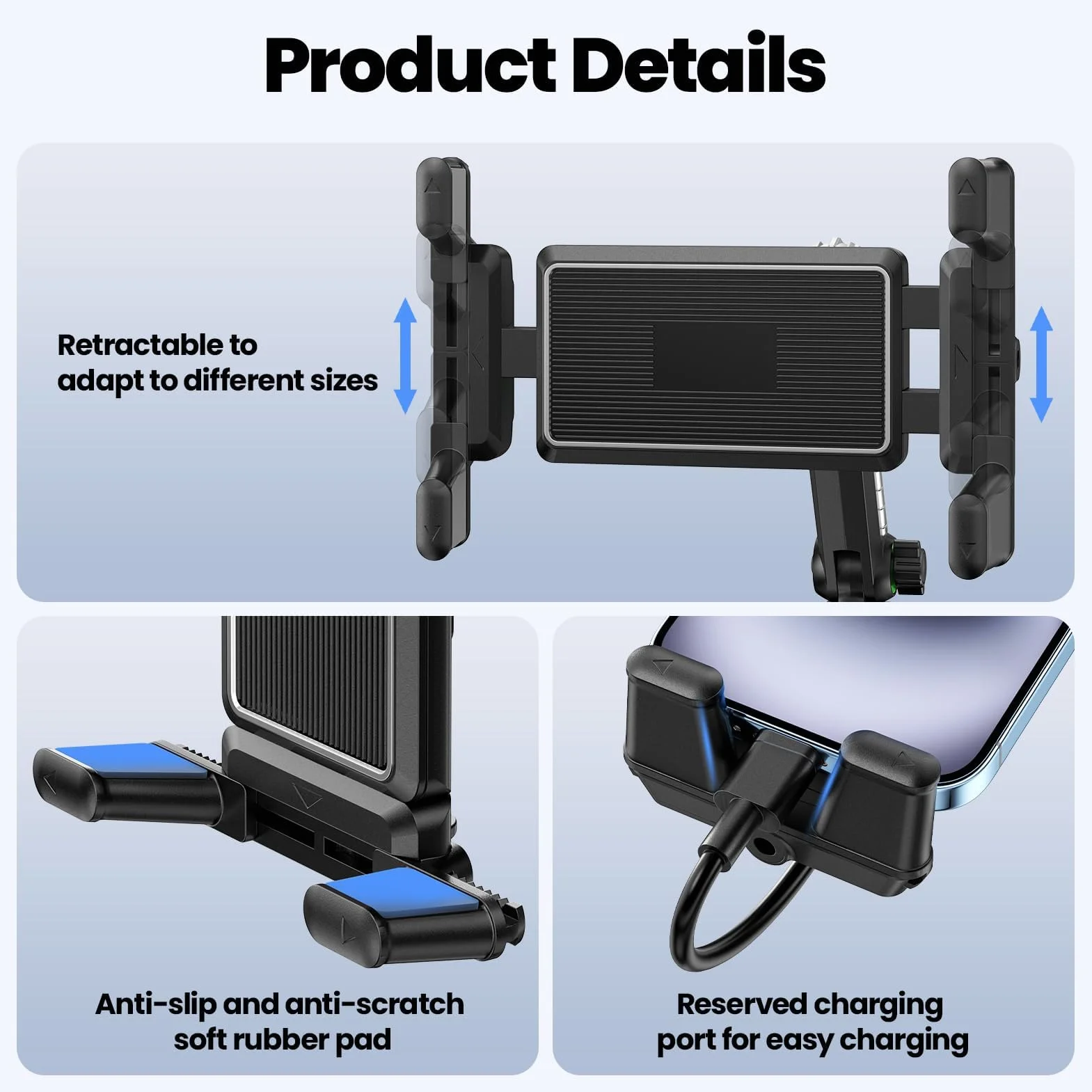 GlasFlength Uchwyt na tablet samochodowy na deskę rozdzielczą, uchwyt na tablet przyssawka pasuje do tabletów i telefonów obracany o 360° regulowany uchwyt na tablet do samochodu biurowego (czarny)