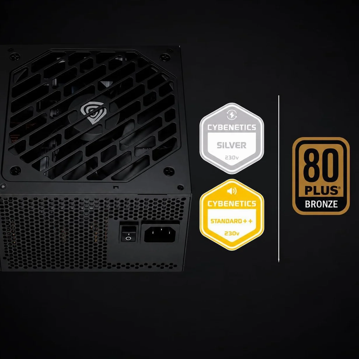 Nihon 650NM PC 650W czarny Zasilacz Genesis ATX 3.1 PSU do komputerów gamingowych, 80 Plus Bronze, Cybenetics Silver, 12 V-2x6, wentylator FDB 120 mm, aktywny PFC, 6x SATA, 3x PCI-E, niemodułowy