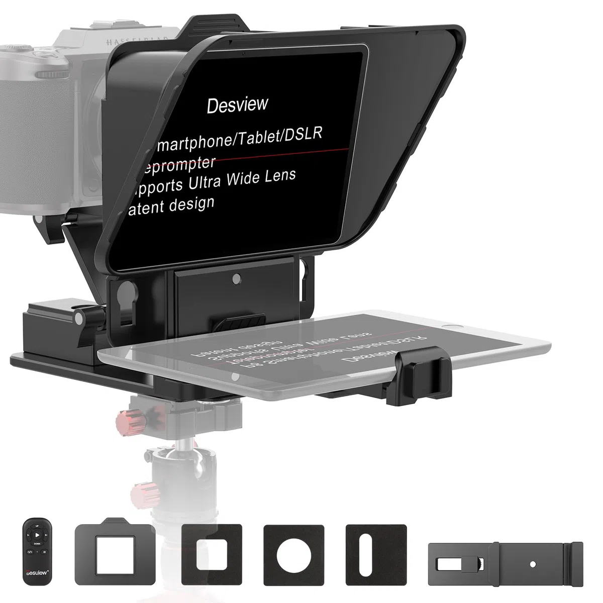 Desview P8 Teleprompter do smartfona, iPada, tabletu, kamery, prompter z pilotem zdalnego sterowania i aplikacją, torba do przenoszenia – idealna do lekcji online, transmisji na żywo i vlogowania