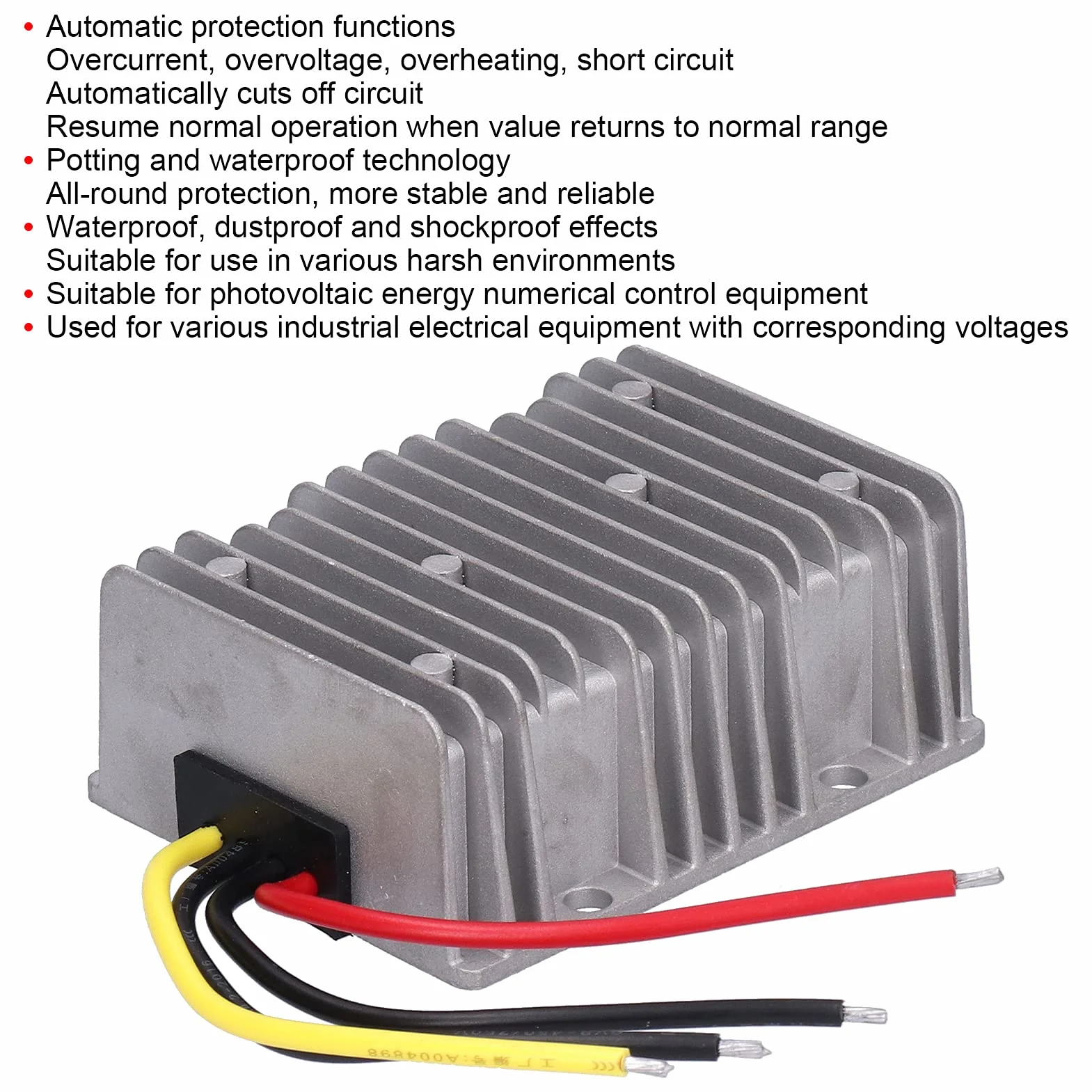 Fafeicy Konwerter DC-DC 36V 48V do 24V 30A 720W, Regulator Napięcia, Wodoodporny IP67, Aluminium