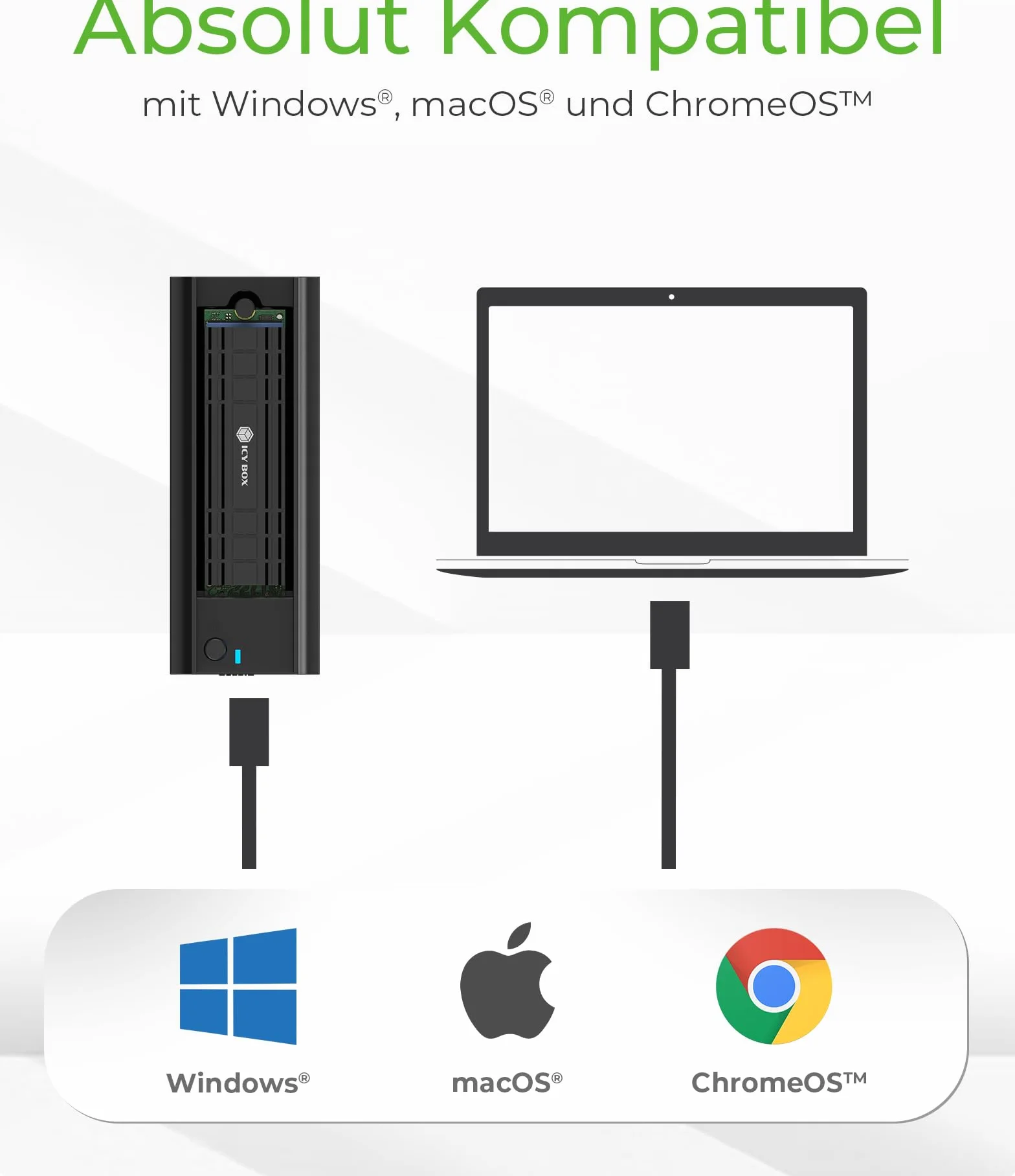 ICY BOX IB-180MC-C31 NVMe SATA Dock USB 3.2 Gen 2 Type-C werkzeuglos Aluminium schwarz