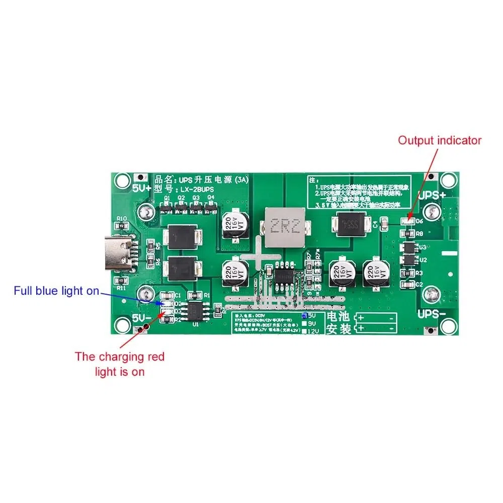 1 szt. 5V 3A 18650 UPS zasilacz bezprzerwowy ładowarka baterii litowej Type-C USB