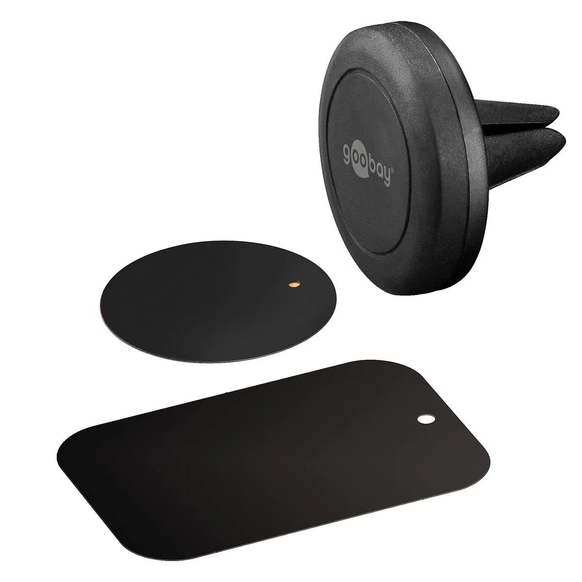Goobay 47145 zestaw uchwytów magnetycznych/uchwyt na telefon komórkowy do wentylacji samochodowej/uniwersalny/Slim Design do uchwytu samochodowego smartfona, czarny