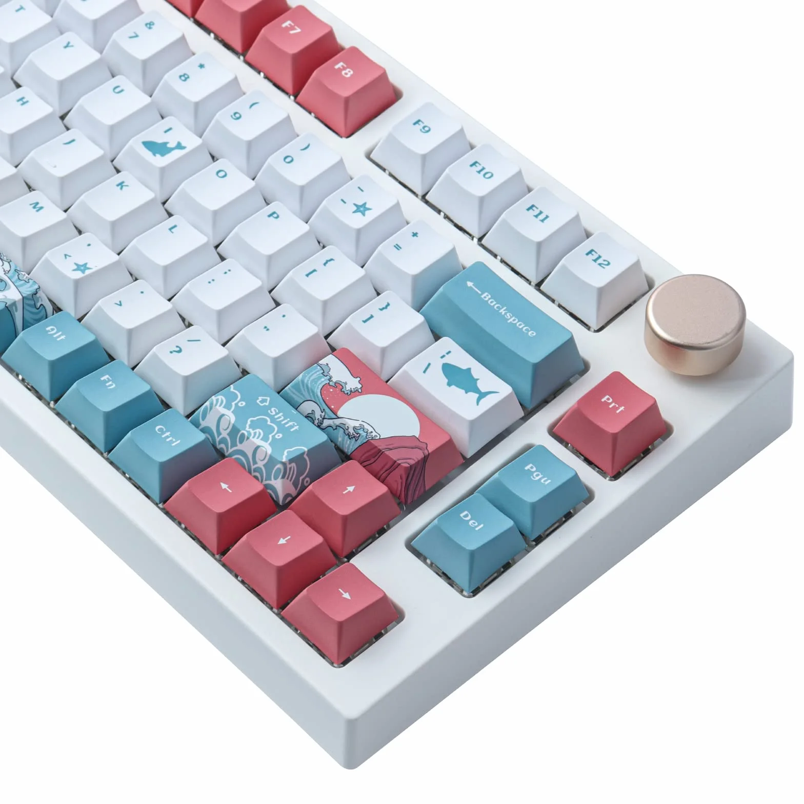 Nasadki klawiszy PBT, 100 klawiszy Cherry Profile Dye Sublimation, Coral Sea Keycaps do układu ISO/ANSI 61/64/68/87 Gateron MX przełączniki klawiatura mechaniczna