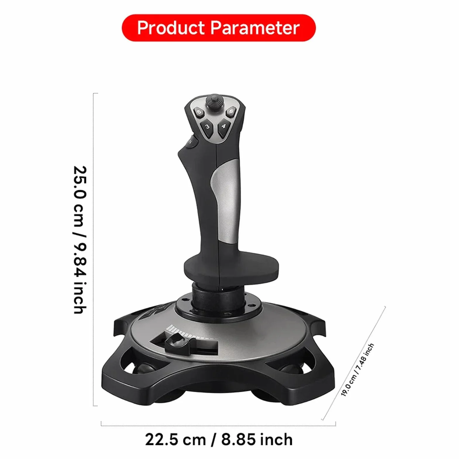 Elprico Symulator Lotu Kontroler Typu Joystick Przewodowy Drążek Sterowy USB z Wibracjami i Przyciskami Wielofunkcyjnymi dla 7 8 10 11, Doskonały dla Graczy w Gry Lotnicze