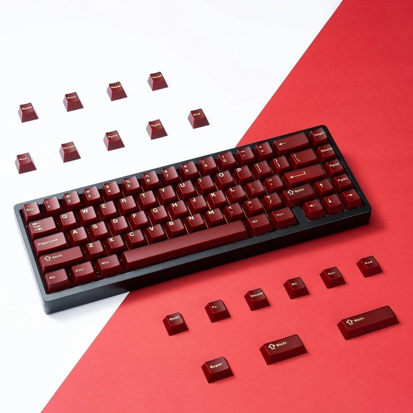 Jade Series Keycaps Double-Shot ABS Cherry Profile Minimalist Keycap for Custom Mechanical Keyboard Red