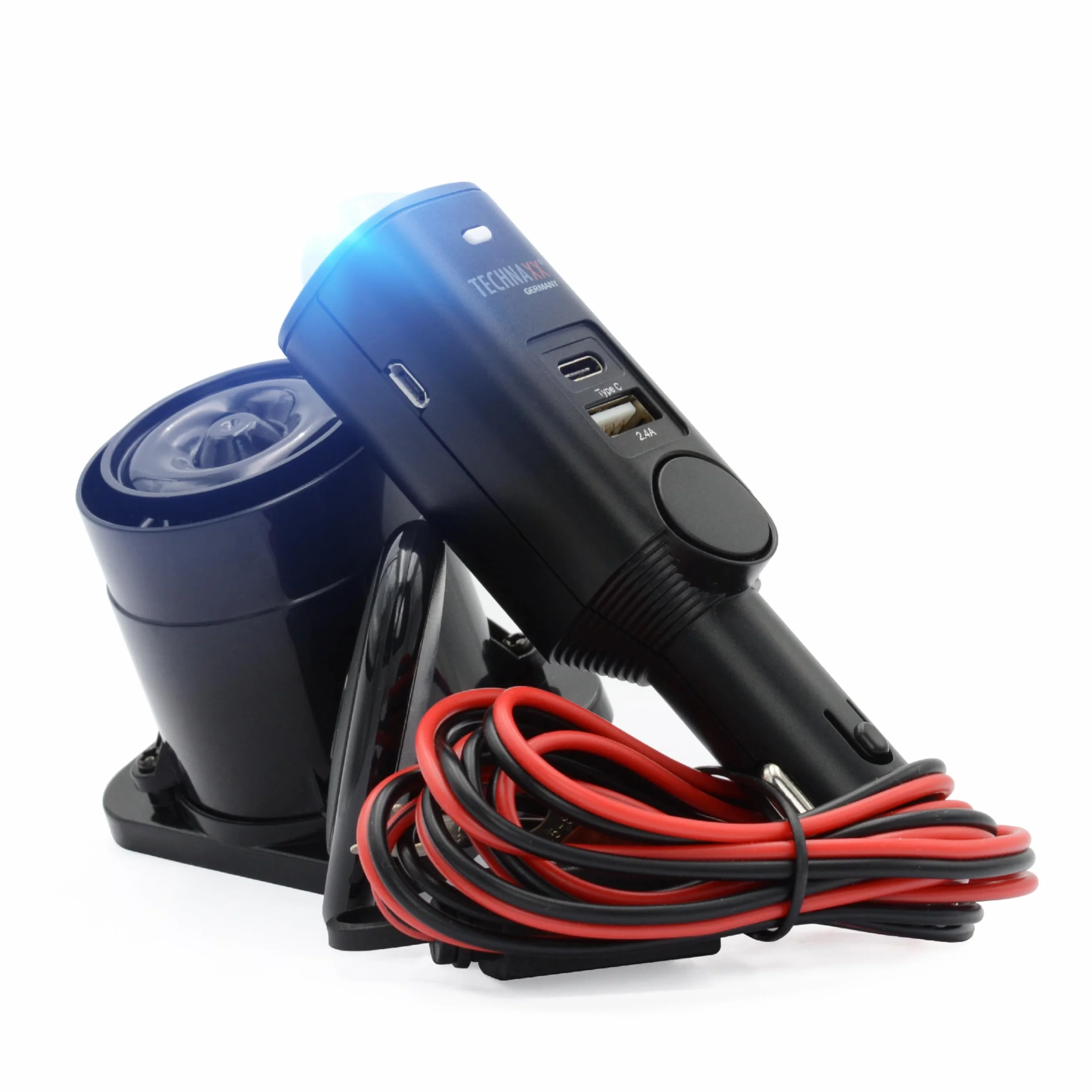 Technaxx Alarm samochodowy z czujnikiem PIR i syreną 105 dB TX-168 – system alarmowy do samochodu, przyczepy kempingowej, łodzi i domu – akumulator 7 dni, USB, przycisk paniki, pilot zdalnego