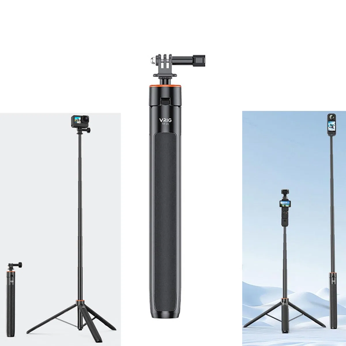 Wysuwany statyw Selfie Stick do DJI OSMO POCKET 3 / Action 4 o regulowanej długości 138cm drążek przedłużający do Insta360 ONE X3 / X2 Action Camera podstawa wspornik uchwyt akcesoria