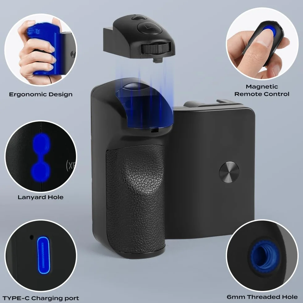 HOTUT Smartphone uchwyt na kamerę z pilotem zdalnego sterowania Bluetooth - uchwyt stabilizator z przyłączem statywu i zimnym butem - do iPhone'a i Androida