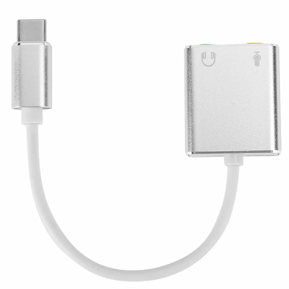 Adapter Audio USB C Zewnętrzna Karta Dźwiękowa Stereo z Gniazdem Słuchawkowym i Mikrofonowym 3,5 Mm dla Systemów Windows, Mac, Linux, PC, Laptopów, Komputerów Stacjonarnych,