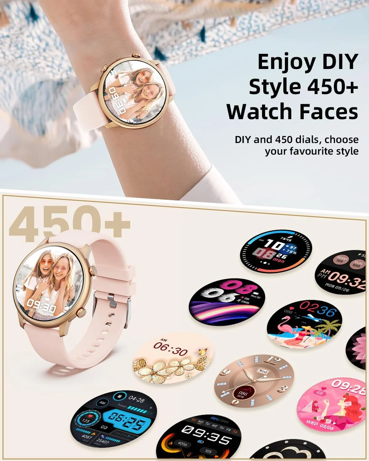 Smartwatch 1,39" z monitorem tętna snu SpO2 stresu, wodoodporny IP68, Fitness Smartwatch dla Android iOS