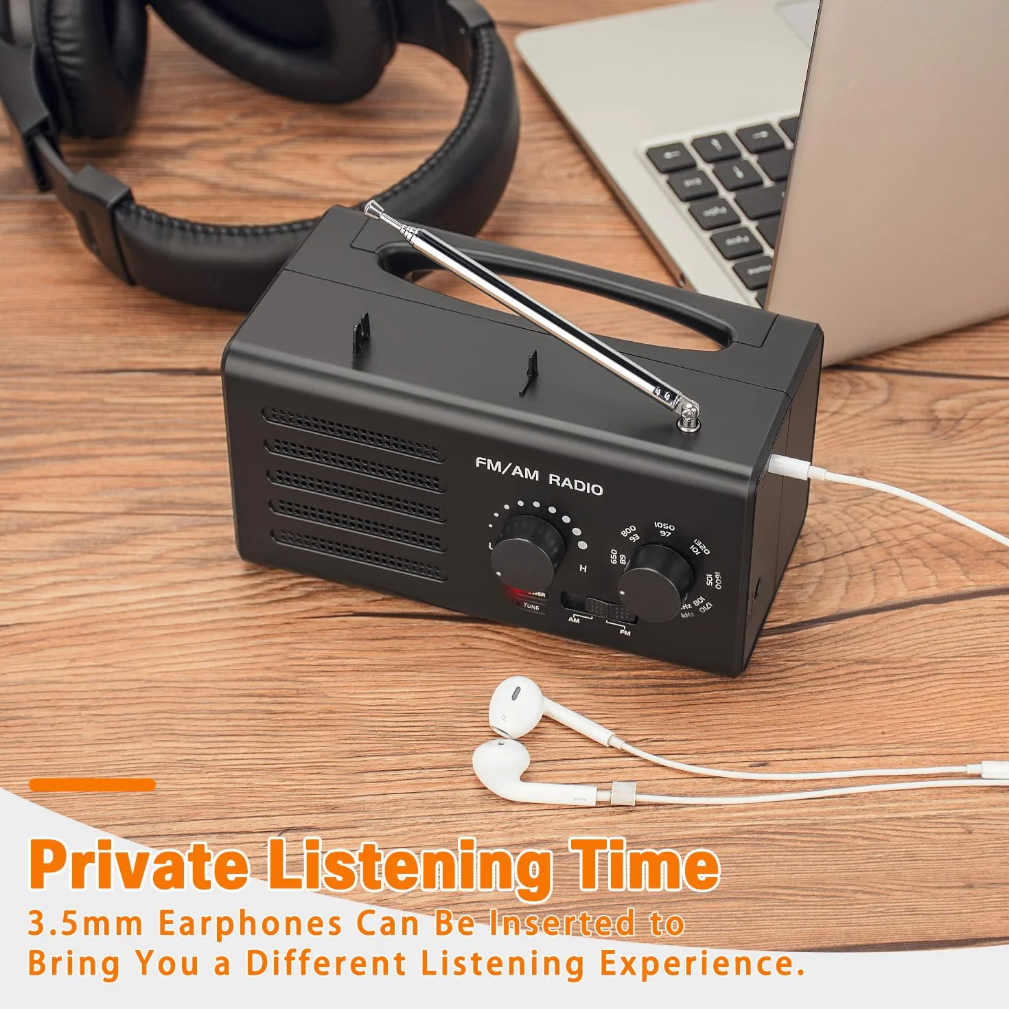 Padwa Lifestyle Przenośne mini radio, FM/AM/SW, czarne, głośniki 5 W, gniazdo słuchawkowe, zasilanie baterii AA, budzik do wędrówek, joggingu, kempingu
