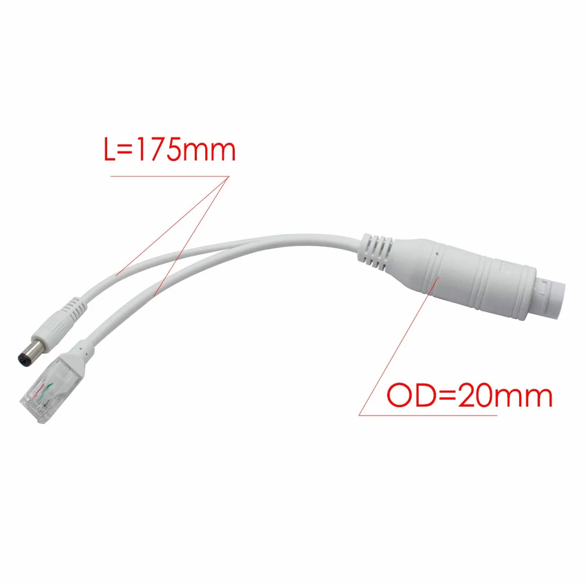 ANVISION 48 V do 12 V wodoodporny rozdzielacz PoE, zgodny z IEEE 802.3af, do kamery IP AP Voip Phone i więcej, biały