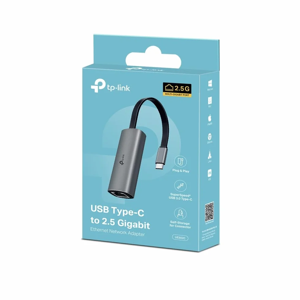 TP-Link UE302C | Adapter USB-C do Ethernet 2.5 Gbps | Plug & Play | Port RJ45 | Kompaktowy design