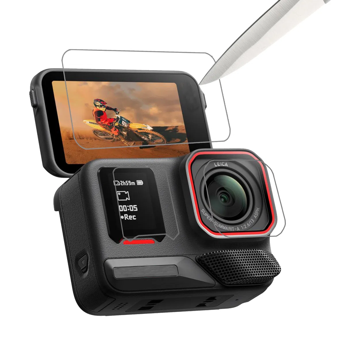 Mr.Shield 3 Sztuki Hartowane Szkło Ochraniacz Ekranu do Insta360 Ace Pro 2 | [3x Lens & Touch Screen Glass + 3x PET (Not Glass) Small Screen Protector] Odporny na Zarysowania HD Przejaśniać Hartowane sz