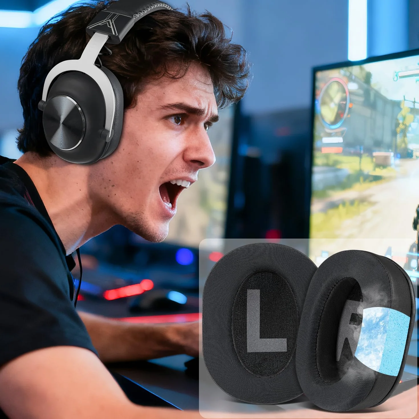 SOULWIT chłodząco-żelowych wymienne poduszki nauszniki do Logitech G Pro, G Pro X, G Prox 2, G Pro X SE Słuchawki,Nausznik z pianką izolującą hałas,Dodana grubość