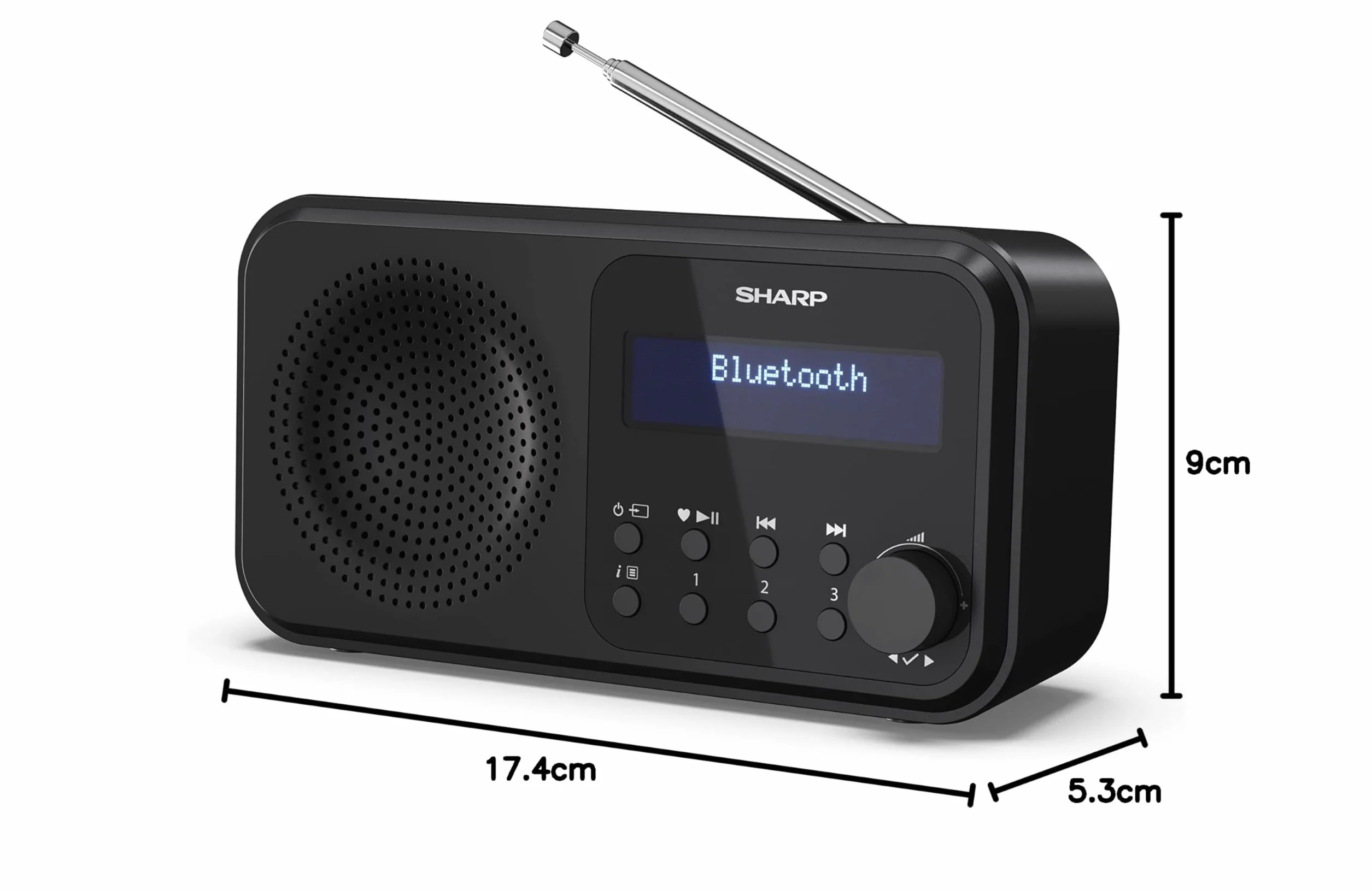 SHARP DR-P420 Przenośne Radio Cyfrowe DAB/DAB+ FM RDS Bluetooth 5.0 Budzik Czarne