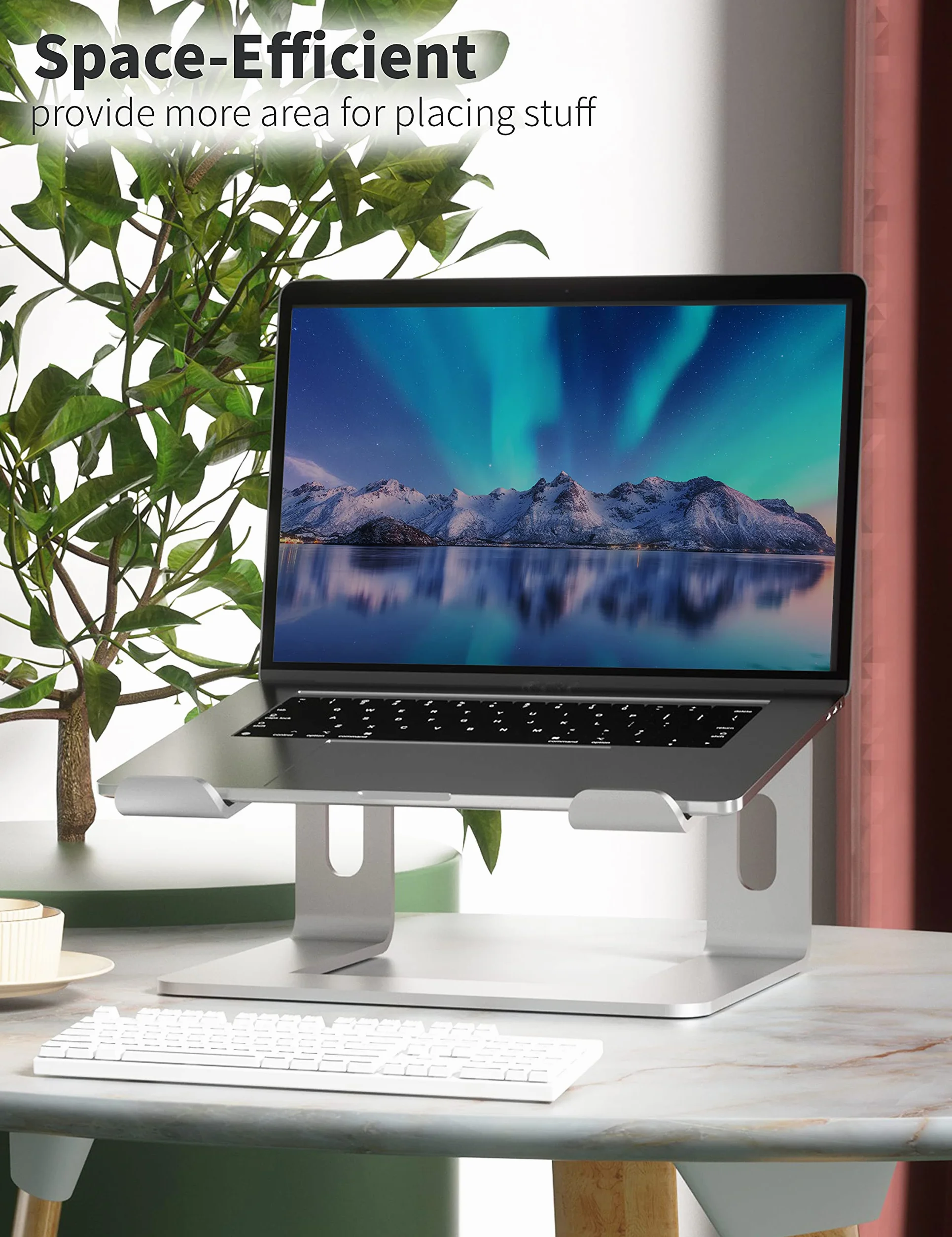 SOUNDANCE Aluminiowy stojak na laptopa na biurko kompatybilny z Mac MacBook Pro Air notebookiem Apple, przenośny uchwyt ergonomiczny podest metalowy do 10 do 15,6 cala komputera stacjonarnego, LS1