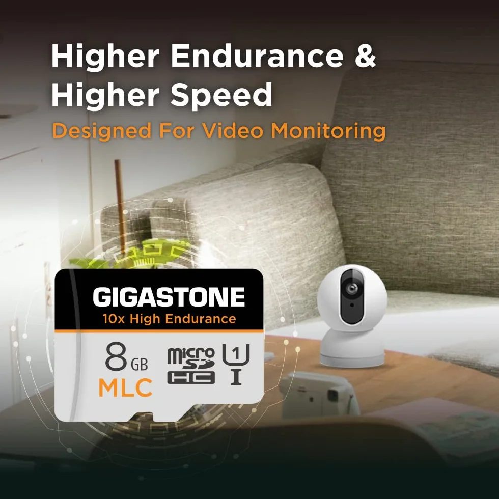 [10 x High Endurance] GIGASTONE MLC 8 GB Industrial MicroSDXC karta z adapterem, nagrywanie wideo 85/15 MB/s 4K do Security Cam, Dash Cam, U3 V30 C10 [5-letnie bezpłatne odzyskiwanie danych]