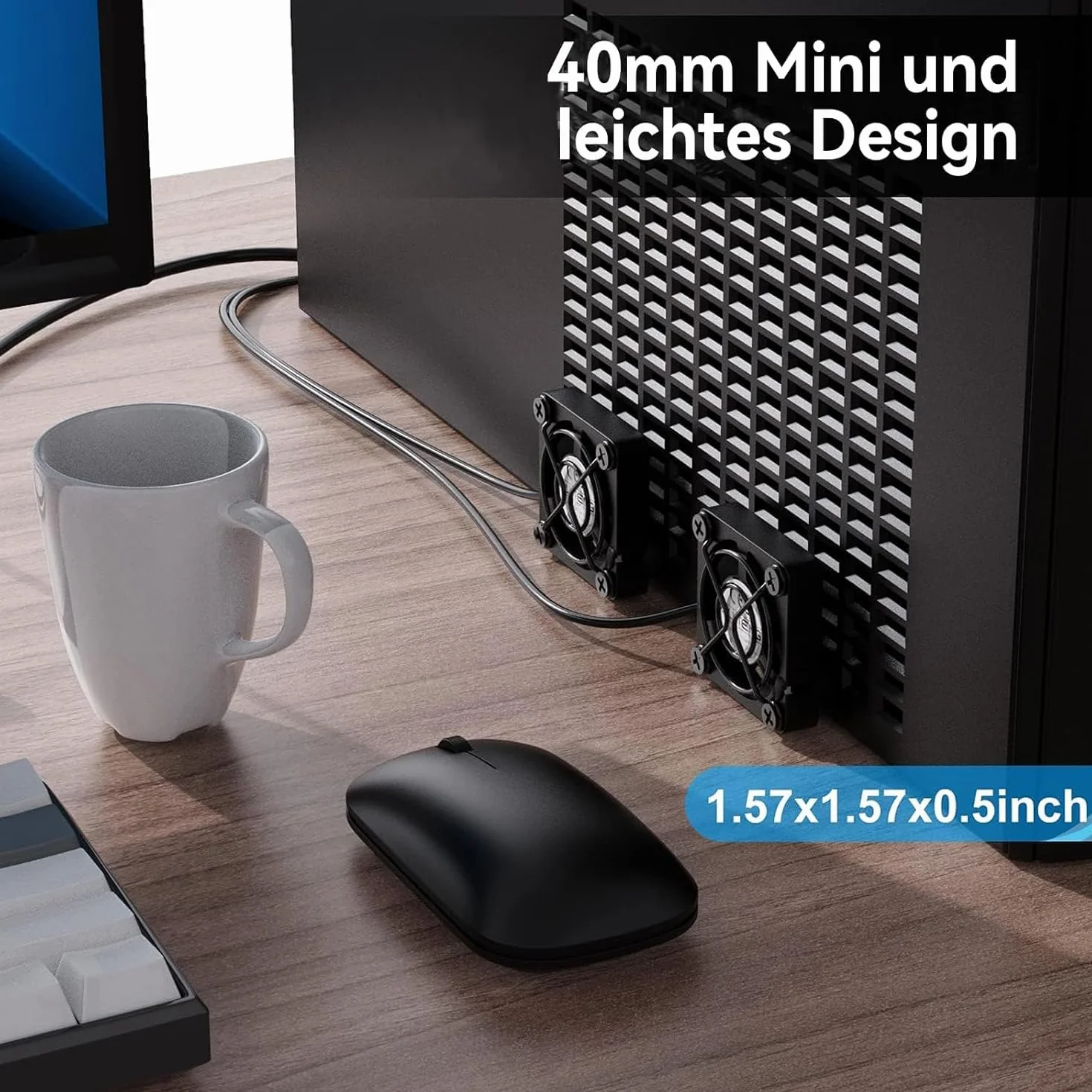 ELUTENG Podwójny wentylator USB 40 mm 5 V z 3 kontrolami prędkości 5500 obr./min 2 w 1 mini wentylator PC 40 mm USB wentylator komputerowy z metalowym grillem do PC/Xbox/VR Glass/laptopa/TV Box/PS4