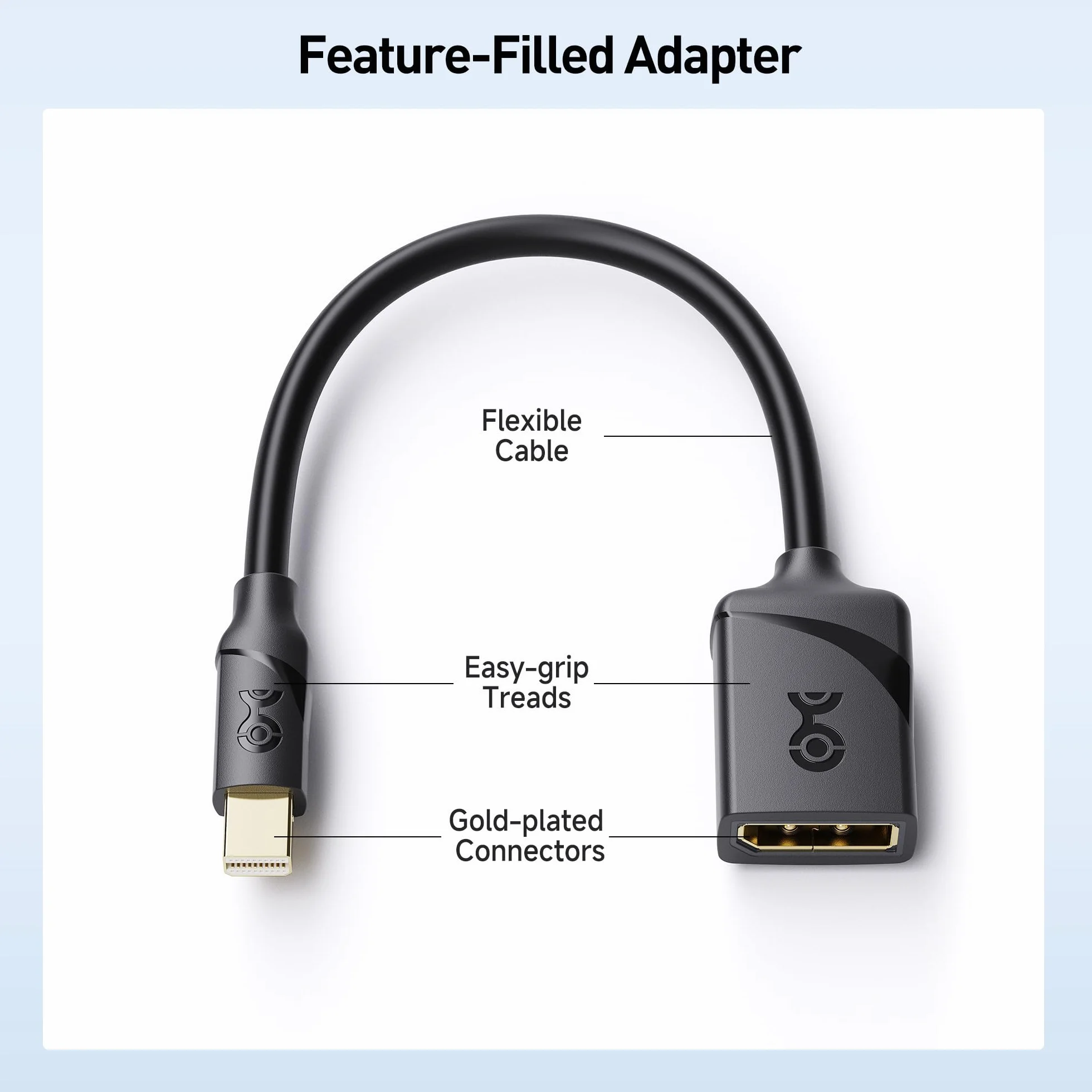 Cable Matters Przejściówka z Mini DisplayPort na DisplayPort (Mini DP na DP) w kolorze czarnym - Obsługa rozdzielczości 8K - Zgodność z portami Thunderbolt i Thunderbolt 2